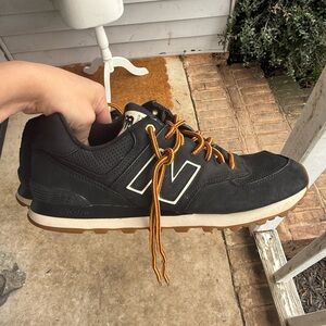 New Balance 574  Classic Fit Men's Black and Tan Sneakers